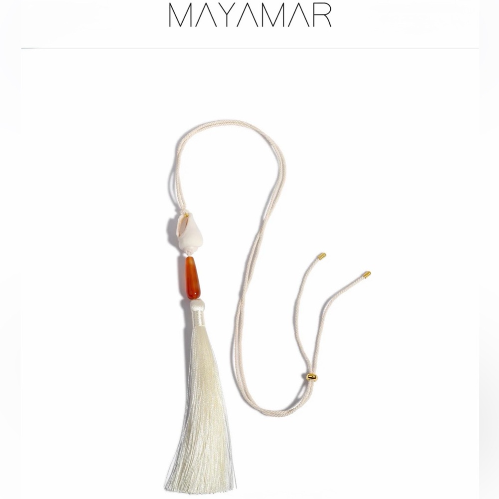 Mayamar Cream Tassel Necklace with Amber Accent